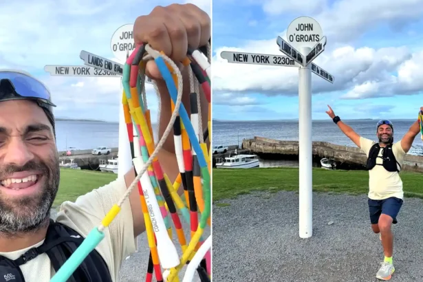 A man has skipped nearly 1,000 miles from Land's End to John o' Groats with a skipping rope - the equivalent of 40 marathons in 40 days - after training for four months.