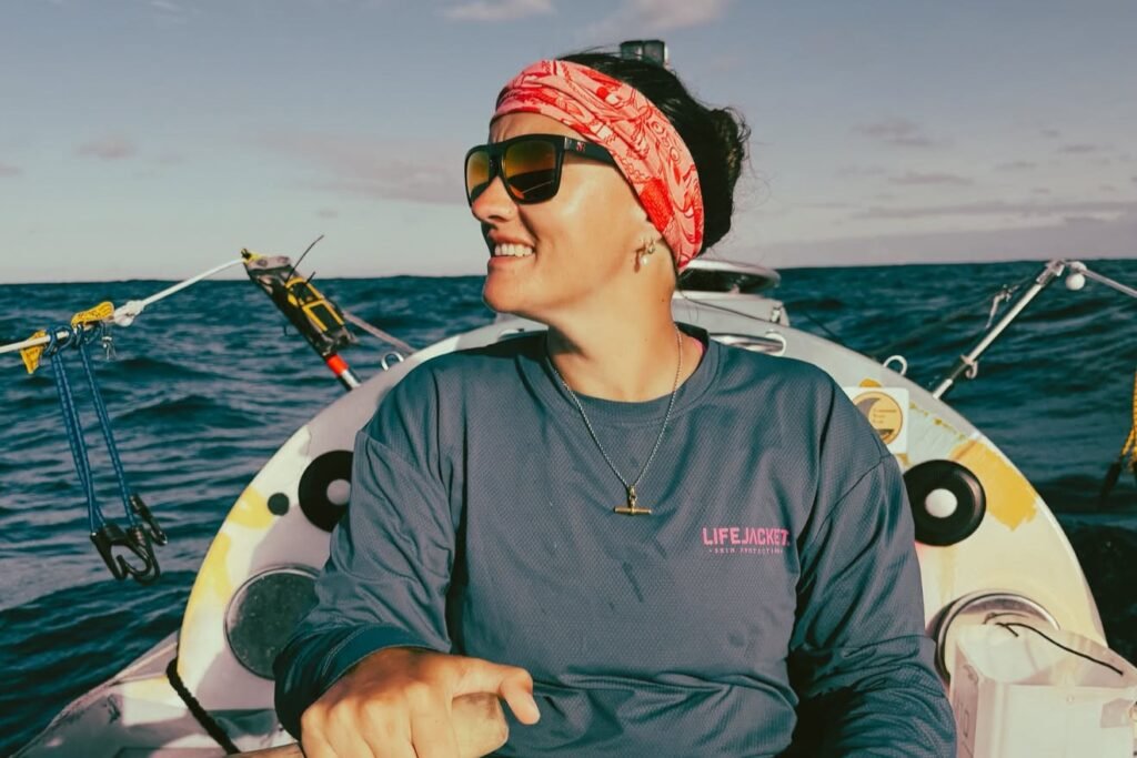 A British rower is battling 40ft waves, storms and agonising salt sores on a 28ft boat as she bids to smash two world records crossing the Indian Ocean.