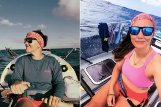 A British rower is battling 40ft waves, storms and agonising salt sores on a 28ft boat as she bids to smash two world records crossing the Indian Ocean.