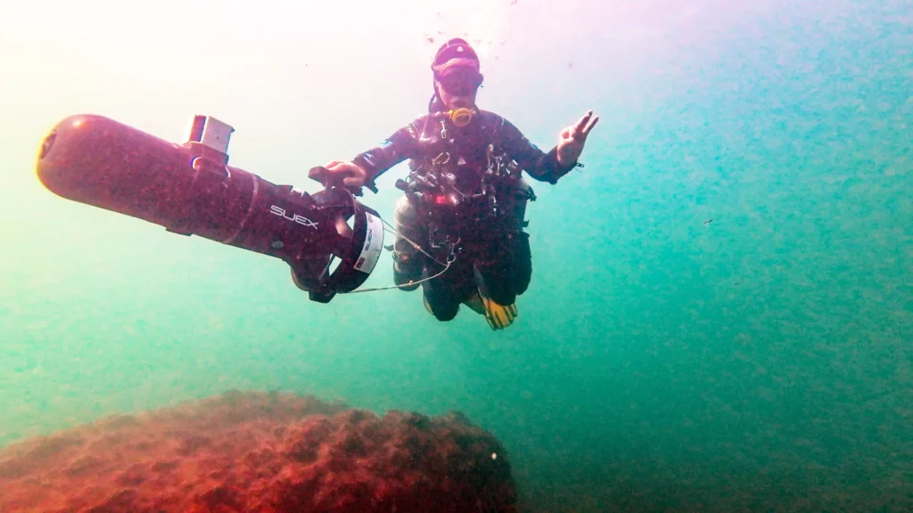 Divers have found 25 mystery structures off Cromer from a British town swallowed by the sea 700 years ago - and the discovery could debunk a famous legend.