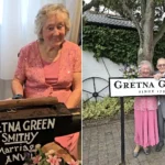 An elderly couple secretly eloped to Gretna Green on the groom's 97th birthday - keeping their wedding a secret from their pestering children until they got home.