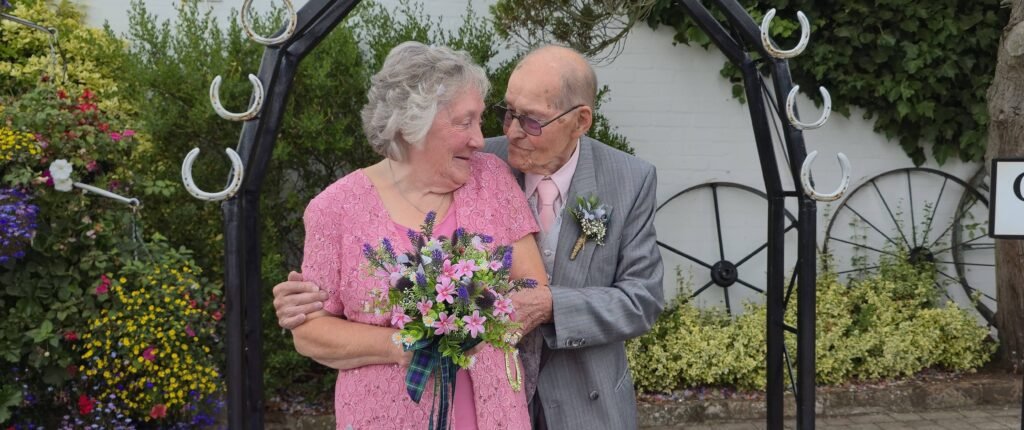 An elderly couple secretly eloped to Gretna Green on the groom's 97th birthday - keeping their wedding a secret from their pestering children until they got home.