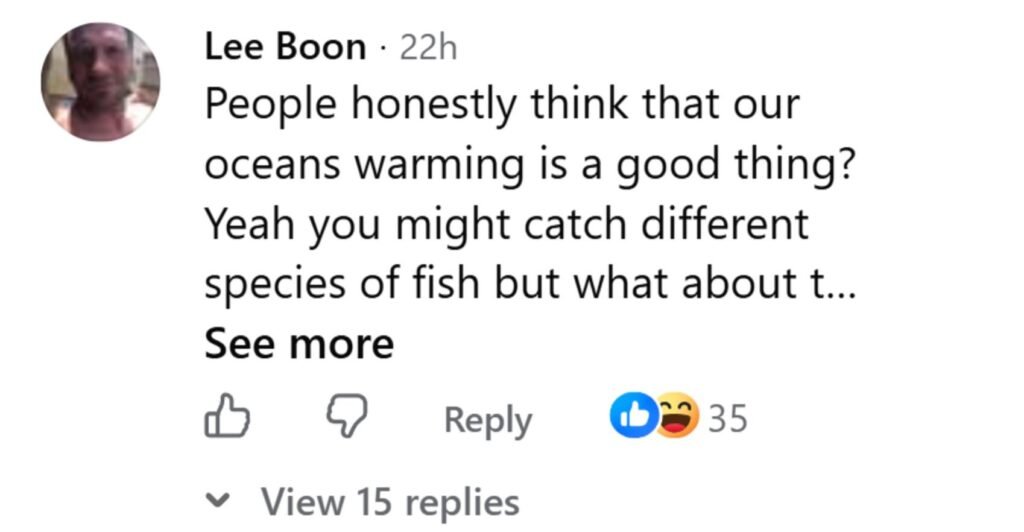 Social media comment on the post of An extremely rare tropical flying fish has been filmed in a Plymouth harbour - and the stunning sighting has sparked fresh fears over Britain's warming seas.