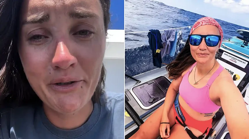 Four British rowers were rescued by a huge oil tanker in the middle of the Indian Ocean after their boat's rudder snapped - ending their gruelling world record attempt.