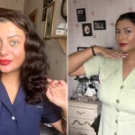 A 23-year-old born in the noughties says she is stuck in the forties - decking out her council flat in wartime décor and styling herself with 1940s pin curls.