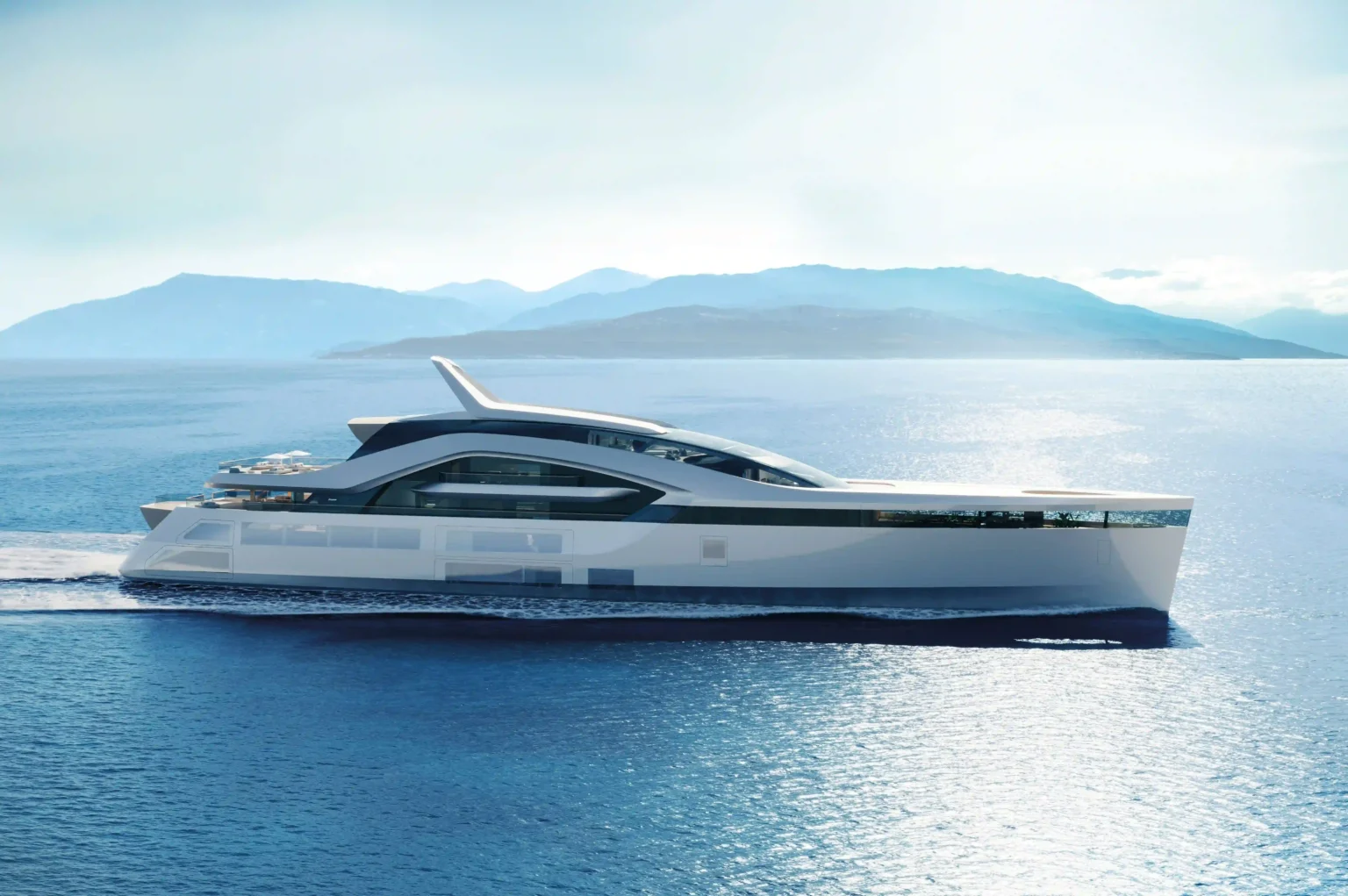 A jaw-dropping superyacht that looks like something from a sci-fi space movie could be the future of luxury at sea - with a suspended glass pool and underwater lounge.