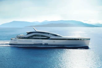 A jaw-dropping superyacht that looks like something from a sci-fi space movie could be the future of luxury at sea - with a suspended glass pool and underwater lounge.