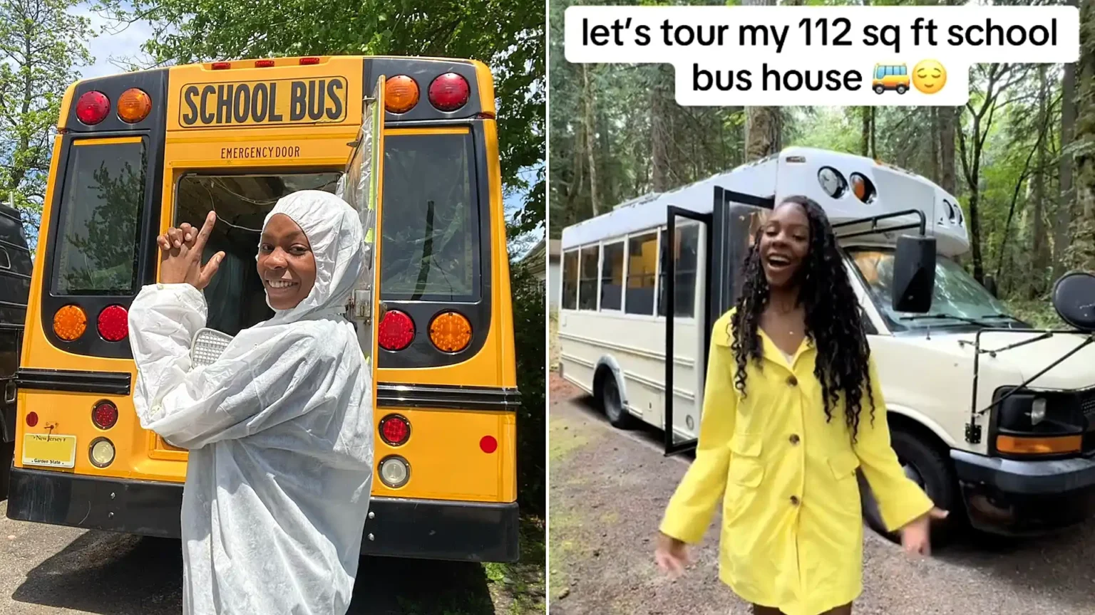 A woman has spent three years transforming an old school bus into an incredible tiny home - despite never having picked up a power tool before starting the project.