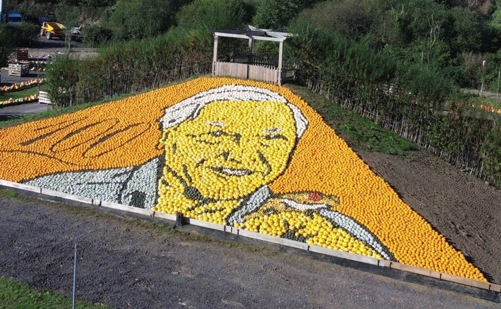 A massive portrait of Sir David Attenborough made from 11,000 pumpkins and squashes has landed a Guinness World Record - marking the icon's 100th birthday.