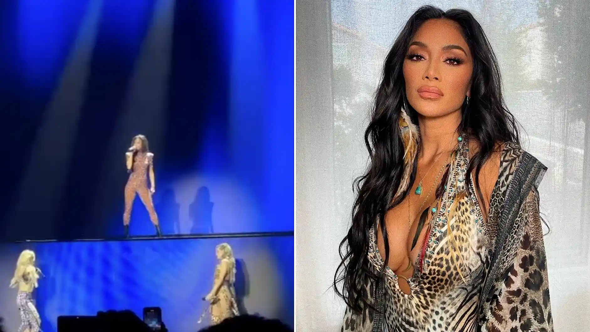 The Pussycat Dolls' reunion tour was thrown into chaos after Nicole Scherzinger failed to appear onstage for nearly two minutes during hit song Buttons.