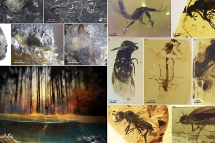 Construction workers accidentally uncovered a 105-million-year-old hoard of rare blue-violet amber packed with more than 1,500 preserved prehistoric creatures.