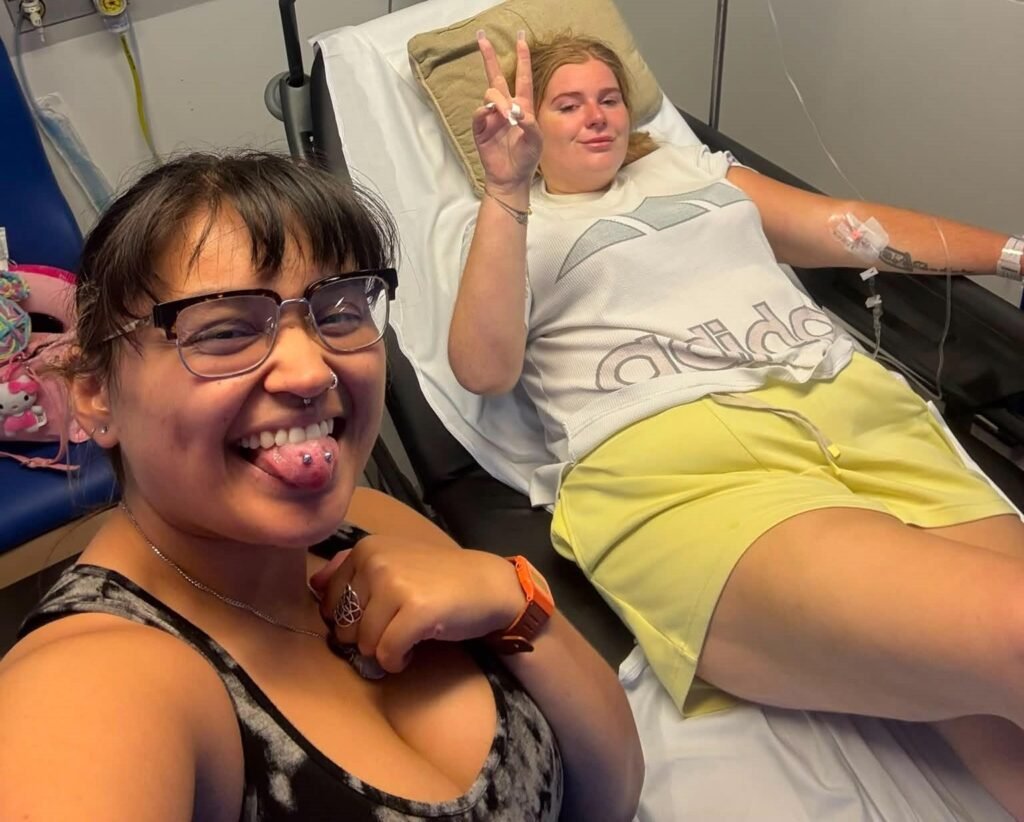 A woman was left fighting for her life with sepsis after shaving her bikini line - an ingrown hair swelled into a rock-hard lump the size of a big phone.