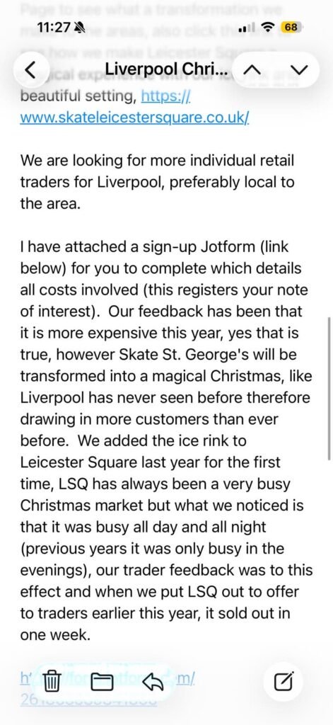 Coffee shop owner Anthony Grice was quoted £11,840 to sell hot chocolate at Liverpool's Christmas markets - he says the cost is 'legalised theft'.