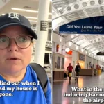 A traveller was floored by an airport banner asking if she left her oven on - her clip of the 'insane' ad has racked up over 846,000 likes.