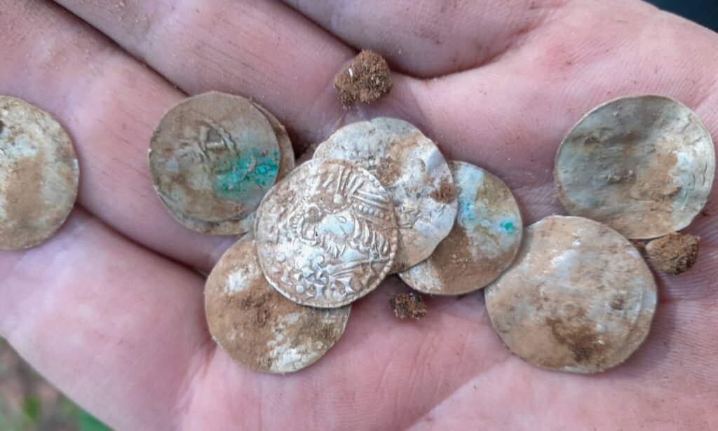 A treasure hunter who was about to give up has unearthed Finland's biggest ever Viking-era hoard - thousands of silver coins stashed in two birch-bark pots.