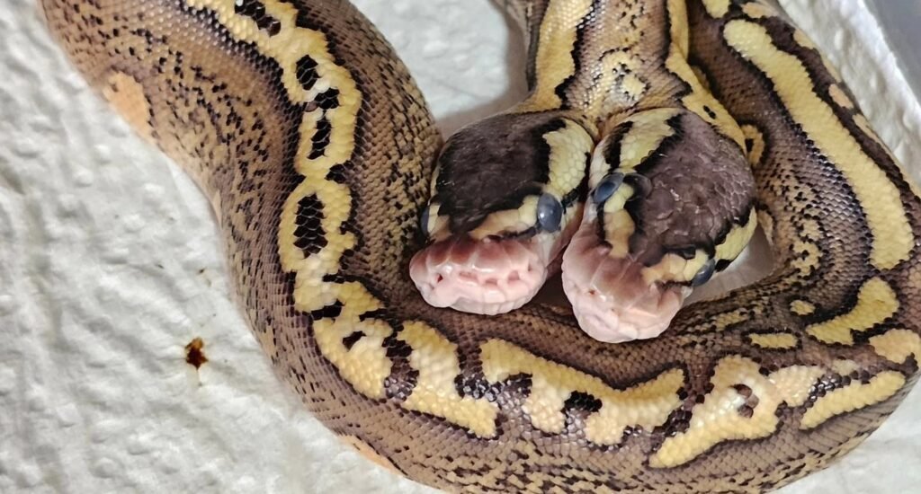A two-headed snake has stunned breeders after hatching with two brains that both seem to control its shared body - and it is already defying the odds.