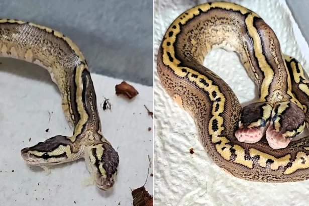 A two-headed snake has stunned breeders after hatching with two brains that both seem to control its shared body - and it is already defying the odds.