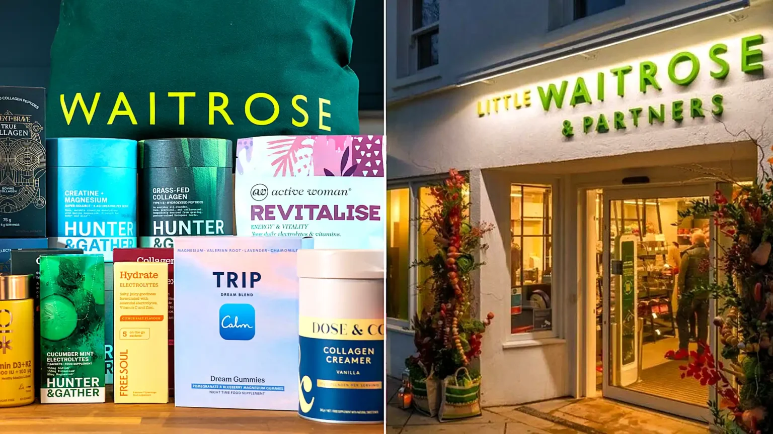 Waitrose has launched wellbeing sections in 52 stores after searches for collagen jumped 171% and creatine 160% - stocking over 40 gym-favourite products.