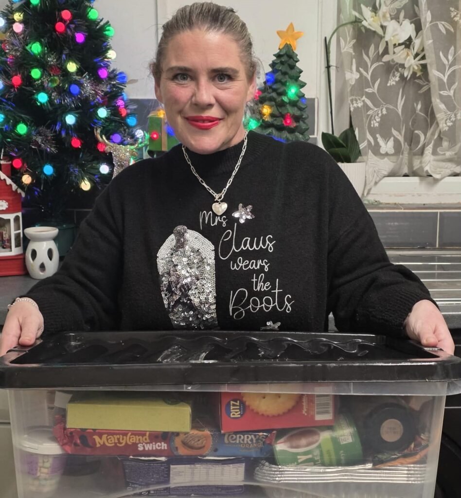 A mum-of-three dreading the cost of Christmas has revealed how she is spending just £5 a week to build a festive food box she hopes will be worth over £100.