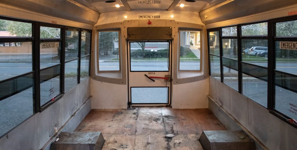 A woman has spent three years transforming an old school bus into an incredible tiny home - despite never having picked up a power tool before starting the project.