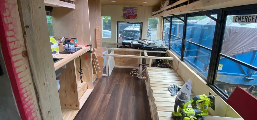 A woman has spent three years transforming an old school bus into an incredible tiny home - despite never having picked up a power tool before starting the project.