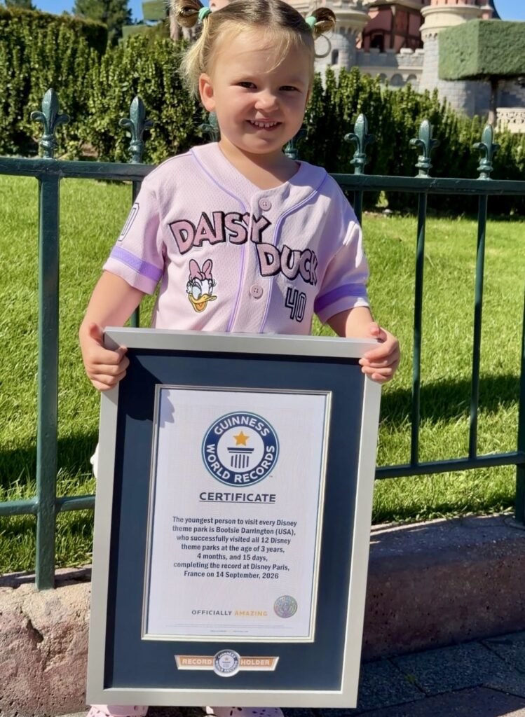 A three-year-old girl has reportedly broken a world record as the youngest person to visit every Disney park on the planet - after her first trip to Tokyo at 11 months old.