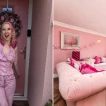 A woman has spent £25,000 turning her home into a Barbie-style pink palace - with even her power drill matching - and now the rosy five-bed is on the market for £725,000.