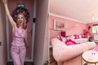 A woman has spent £25,000 turning her home into a Barbie-style pink palace - with even her power drill matching - and now the rosy five-bed is on the market for £725,000.