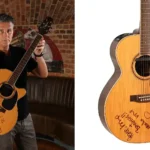 Noel Gallagher's guitar from Oasis's iconic 1996 MTV Unplugged performance has sold for a world record £226,800 at auction - and it was signed 'peace, love and bananas'.