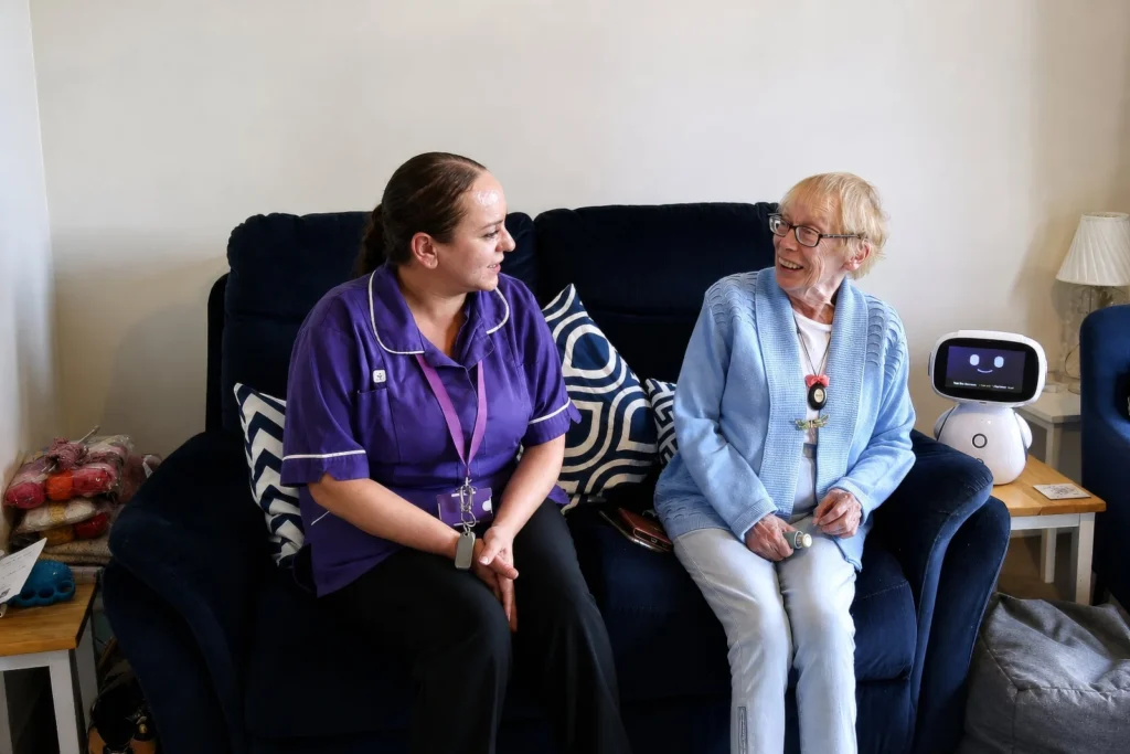 British pensioner, 74, gets robot companion named Robert to remind her to take medication and chat about washing. Meet Genie, the digital helper changing care homes.
