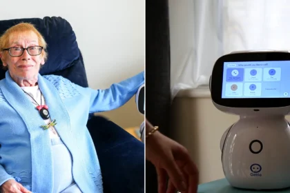 British pensioner, 74, gets robot companion named Robert to remind her to take medication and chat about washing. Meet Genie, the digital helper changing care homes.