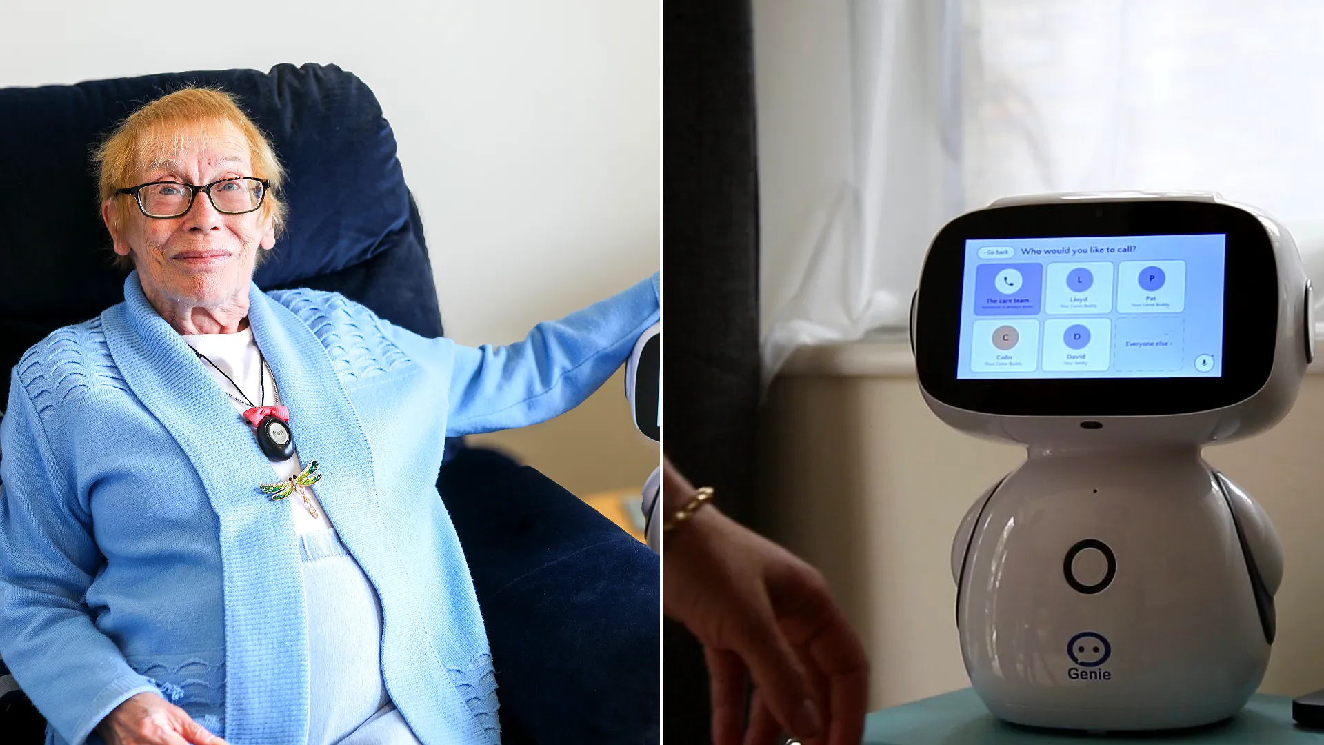 British pensioner, 74, gets robot companion named Robert to remind her to take medication and chat about washing. Meet Genie, the digital helper changing care homes.