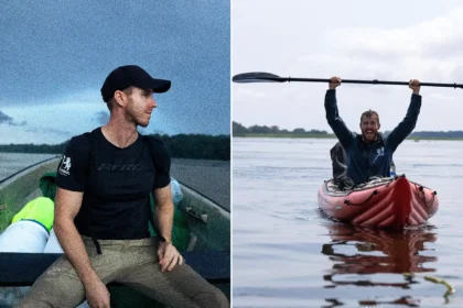 A fearless Welsh explorer has completed a dangerous 500-mile expedition kayaking through the Congo Basin after 18 days battling relentless heat, storms and exhaustion.