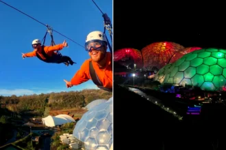 Thrill-seeking Brits can soar 315ft above a festive wonderland at speeds of up to 60mph as the UK’s only flying Christmas light trail is set to return.