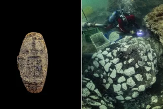 Divers discover a rare 2,000-year-old bronze ring depicting the Lighthouse of Alexandria, one of the Seven Wonders of the Ancient World, in Cleopatra's sunken palace.