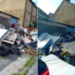 Brit residents have been left fuming as an ‘eyesore’ mountain of rubbish has been dumped on their street. Mattresses, sofas and household appliances were left strewn.
