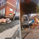 A caravan and mounds of fly-tipped rubbish have sparked fury after spilling onto a quiet Gloucester street near an abandoned school. Residents demand action.