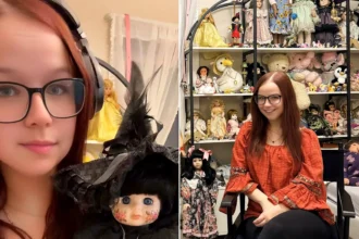 A woman who lives with dozens of ‘haunted’ dolls says Halloween is the craziest time of year in her house, with mischievous activity ramping up.