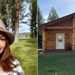 A woman who stayed at a cabin in the woods alone has revealed her shock after spotting what appeared to be a man with two arms reaching out in a photo she took of the.