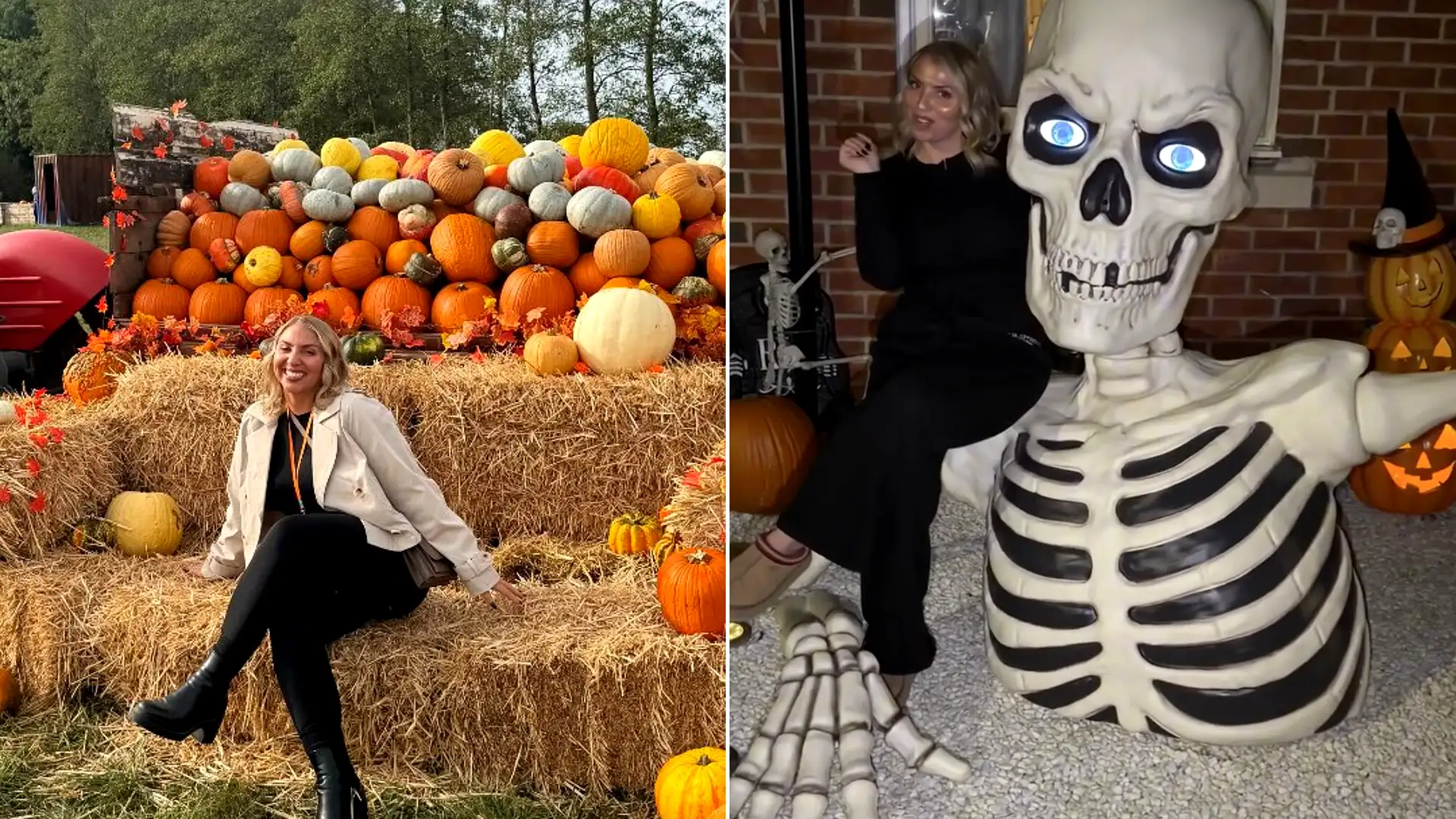 A Brit has gone viral after revealing how she dresses up her new-build home for spooky season - complete with an enormous skeleton that set her back more than £250.