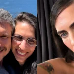 Left: Hila Klein with a serious expression. Right: Her handwritten statement starting 'I am living in a nightmare I cannot wake up from.