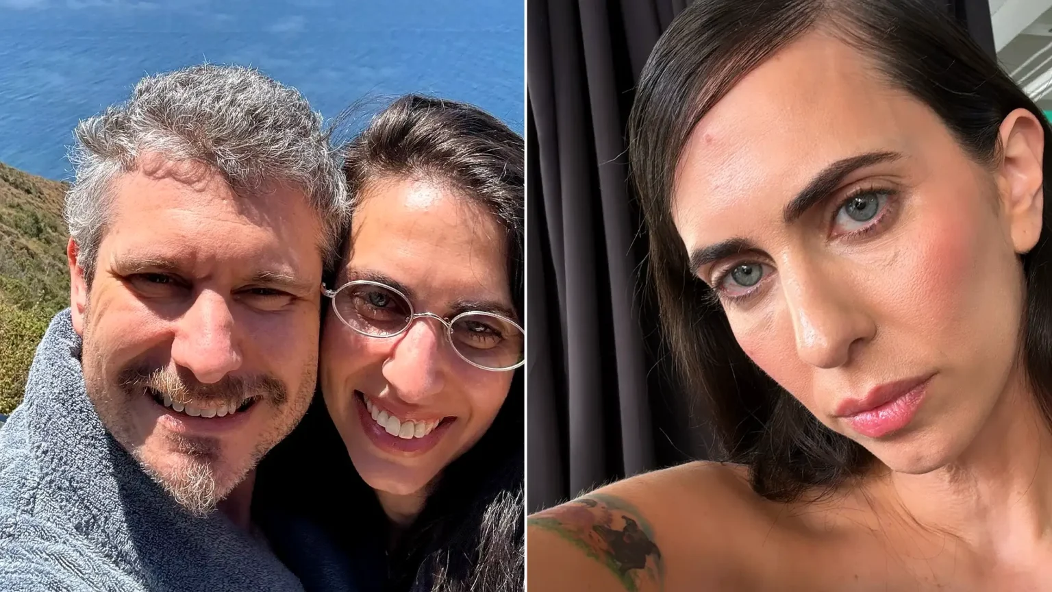 Left: Hila Klein with a serious expression. Right: Her handwritten statement starting 'I am living in a nightmare I cannot wake up from.