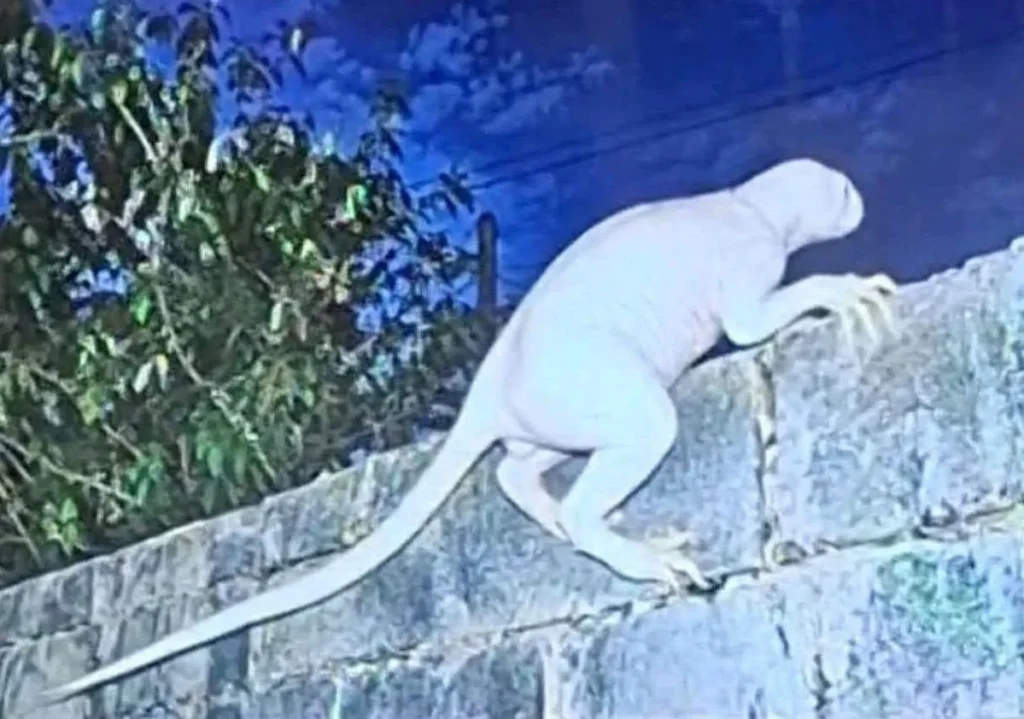 A mysterious creature with long limbs and a huge tail has sparked alarm after allegedly attacking farm animals and disappearing into the night.