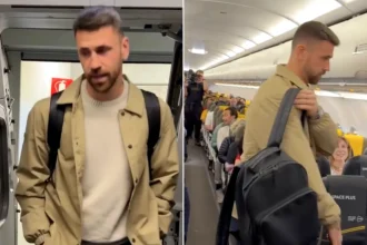 A pro footballer stunned passengers when he boarded an economy flight to pick up his Ballon d’Or prize for being the world’s best goalkeeper.