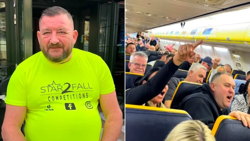 Ryanair passengers on delayed flight to Benidorm turned plane into karaoke party, singing Sweet Caroline and Come On Eileen. The viral video has attracted nearly 180,000 views.
