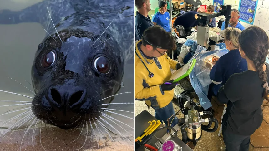 A 10-year-old seal regains his sight after cataract surgery funded by hundreds of supporters at a Cornish sanctuary. Vets say donors have changed his world.