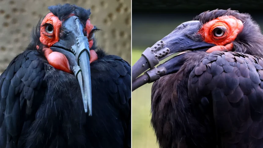 A southern ground hornbill becomes the first bird to receive a double 3D-printed beak replacement after injury. The pioneering surgery was an immediate success.